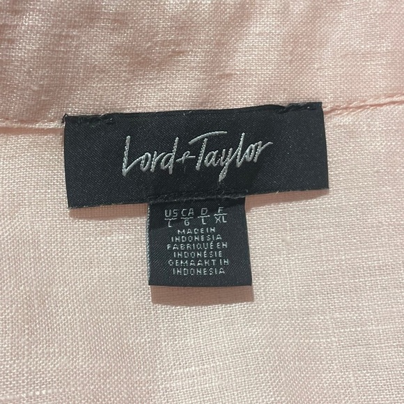 Lord & Taylor 100% linen peach button front ruffle sleeve blouse top size large - Picture 6 of 11